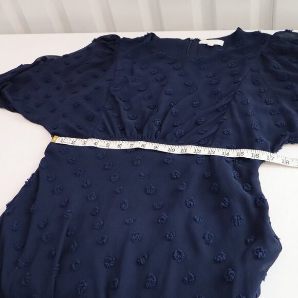 Anthropologie Eri+Ali Womens Michaela Dot Textured Midi Dress Blue Size 14 Lined - Picture 8 of 9